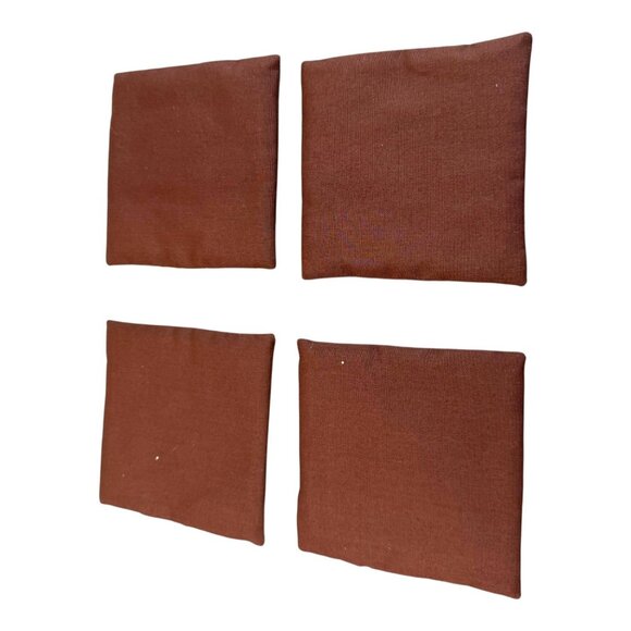 Lot 4 Handcrafted Quilted Fabric Coasters Brown Floral Patchwork Vtg Boho Chic - Picture 2 of 4